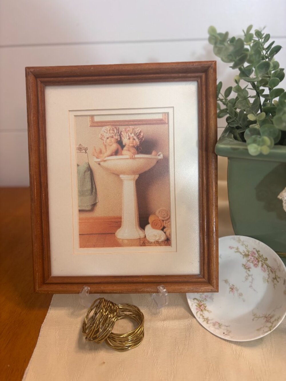 VTG 90s/Y2K Anne Geddes Framed and Matted Print Sink Babies